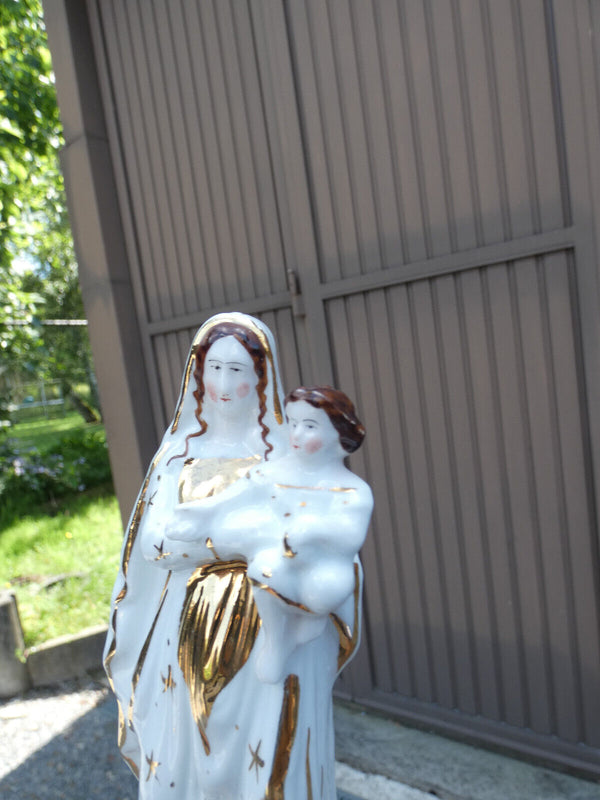 Antique French vieux paris porcelain madonna statue religious