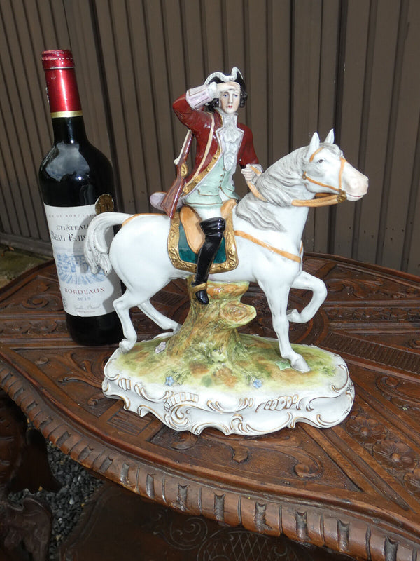 German Scheibe alsbach marked porcelain Horse hunter Statue sculpture