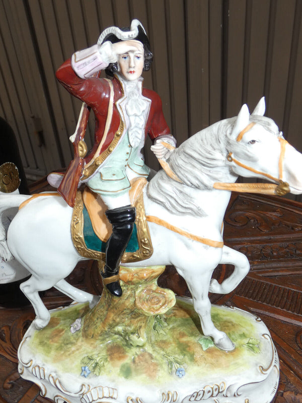 German Scheibe alsbach marked porcelain Horse hunter Statue sculpture