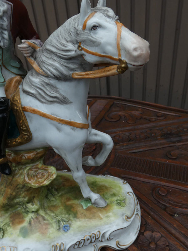 German Scheibe alsbach marked porcelain Horse hunter Statue sculpture