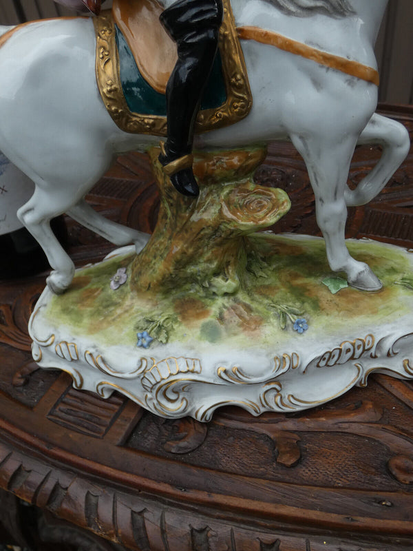 German Scheibe alsbach marked porcelain Horse hunter Statue sculpture