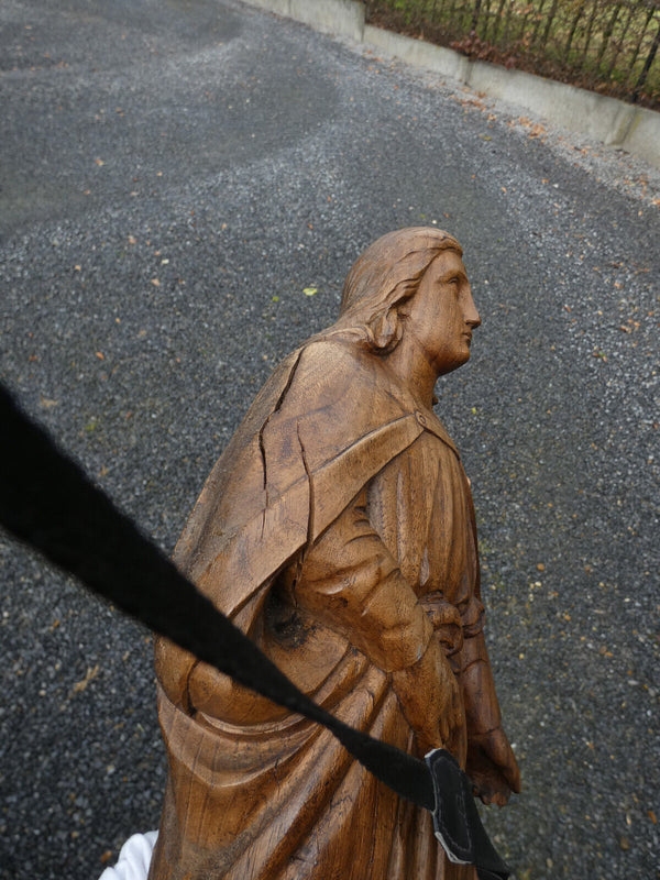 Antique Wood carved saint george dragon statue sculpture religious