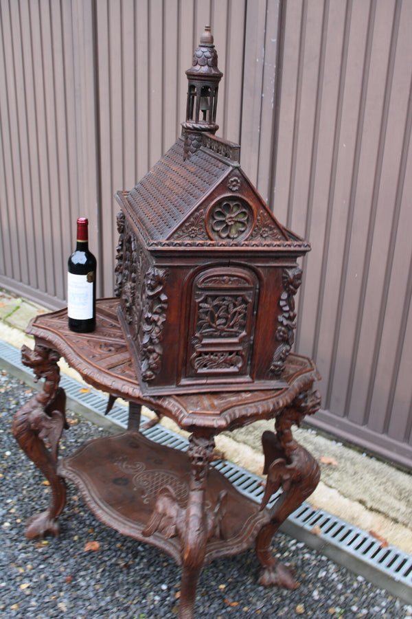RARE antique religious wood carved church statue altar putti angels 19thc