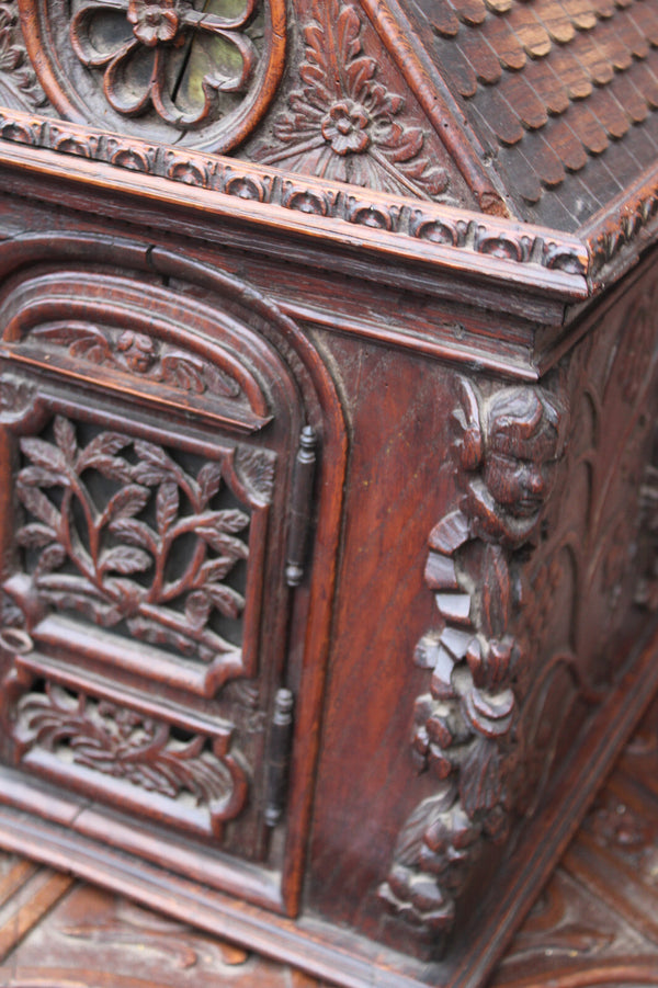 RARE antique religious wood carved church statue altar putti angels 19thc
