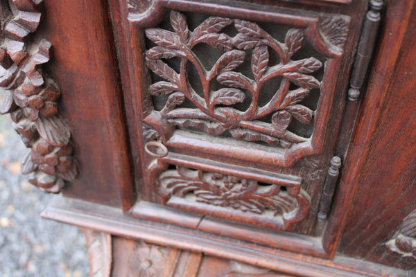 RARE antique religious wood carved church statue altar putti angels 19thc