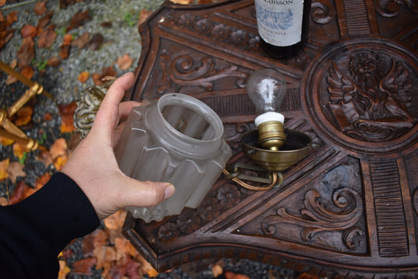 Vintagte 1960 Skyscraper glass Lantern lamp chandelier