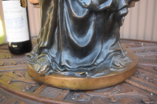 Large Bronze Moreau signed MAdonna with child sculpture statue