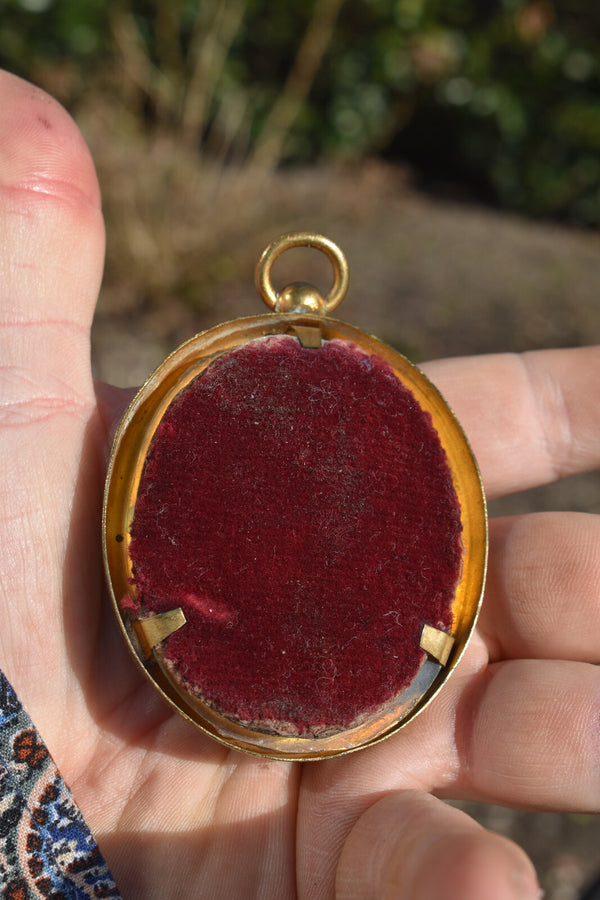 Antique 19thc Miniature portrait lady frame