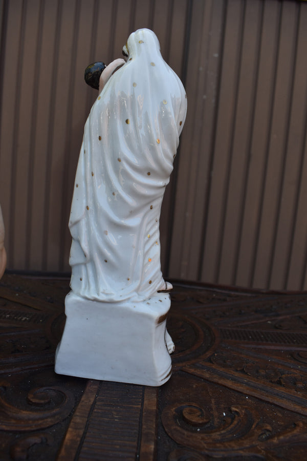 Antique French vieux paris porcelain madonna statue