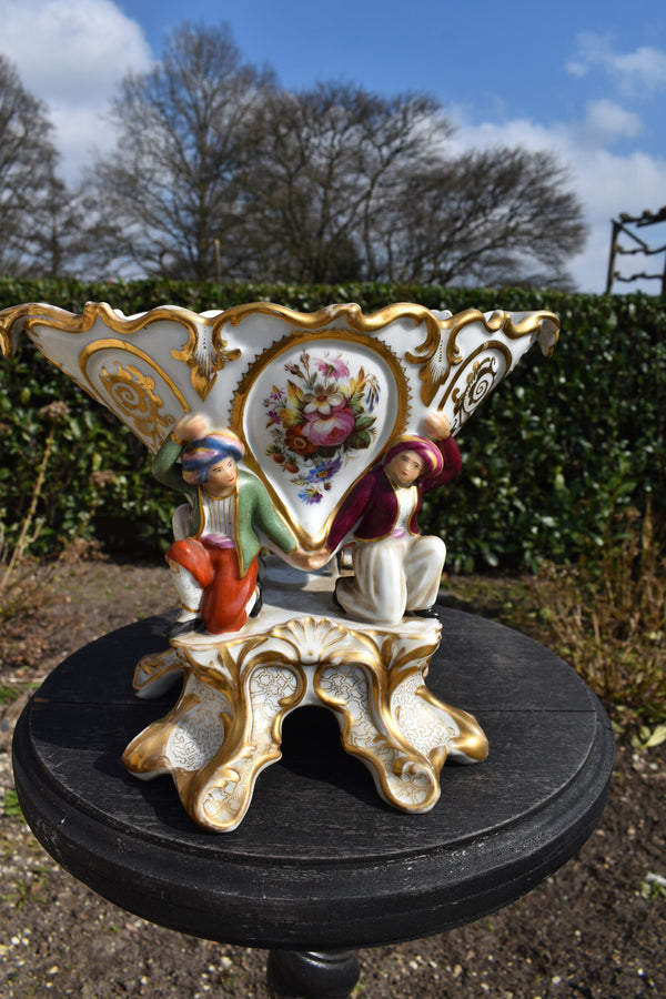 Antique 19thc vieux paris porcelain figurine Centerpiece vase jacob petit style