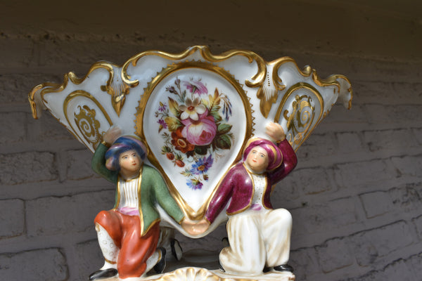 Antique 19thc vieux paris porcelain figurine Centerpiece vase jacob petit style