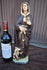 Antique religious chalk statue of saint margaretha of cortona with dog