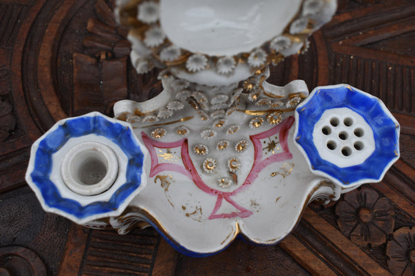Antique french vieux paris porcelain inkwell