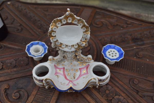 Antique french vieux paris porcelain inkwell