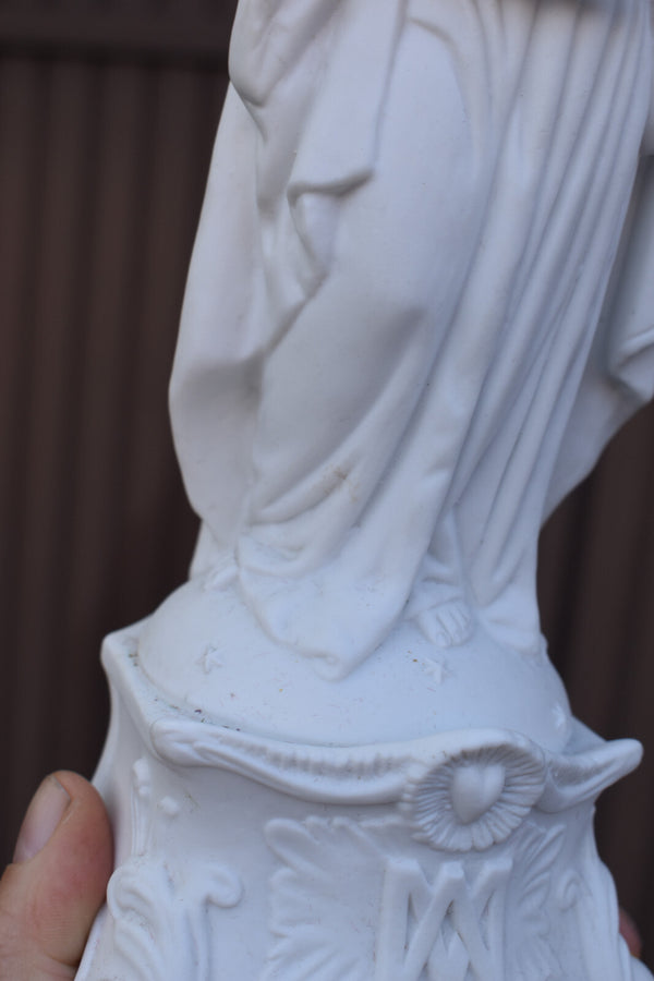 Antique bisque porcelain madonna child jesus statue figurine religious