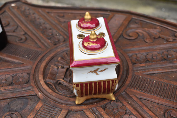 Antique French napoleon N porcelain desk inkwell