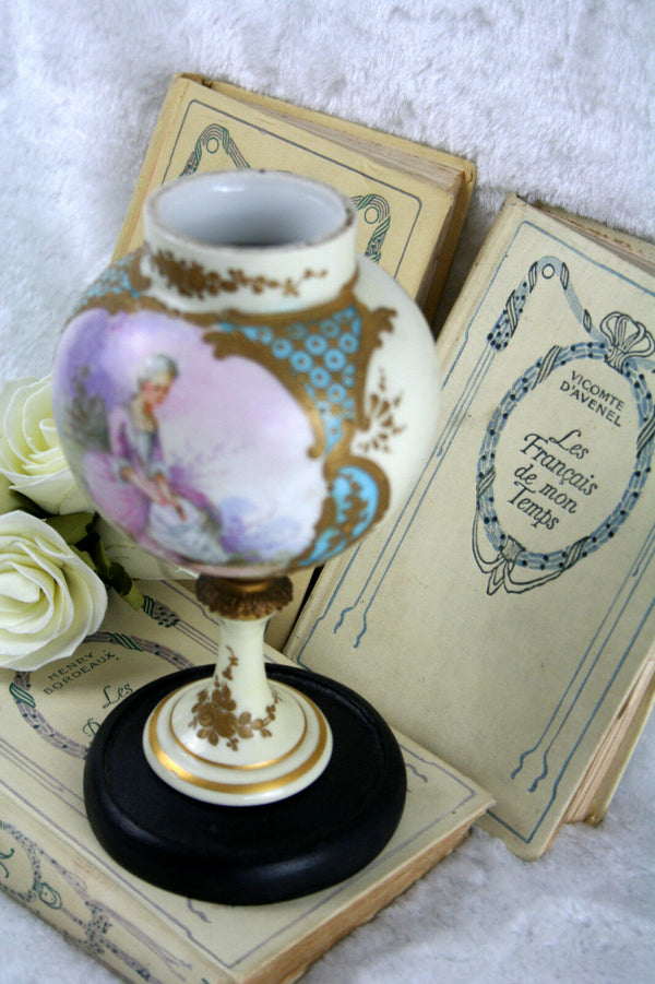 SEVRES porcelain marked Vase on  wood base France 19th c romantic victorian