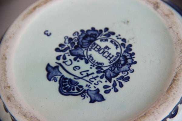 SET of 3 DELFT sphinx royal pottery blue white Vases floral decors marked