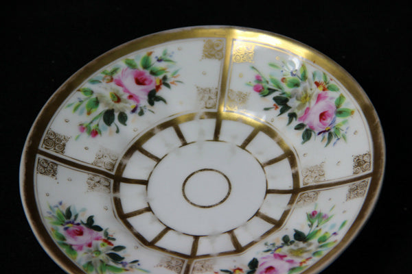 antique vieux paris porcelain tea coffee cup plate with text