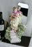 Gorgeous Porcelain majolica flowers Lady figurine bird mirror stairs statue