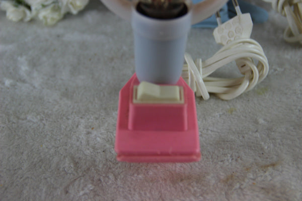 PAIR mushroom 1960 Vintage retro mid century desk night lamps lights pink blue