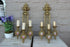 PAIR vintage French brass Wall lights sconces porcelain victorian plaques