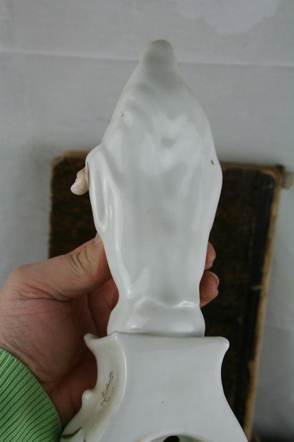 Gorgeous Porcelain  Madonna Mary Statue french 1900 old vieux paris