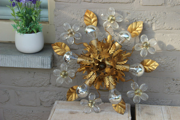 Mid century Hollywood regency MAISON BAGUES flush mount chandelier daisy flower