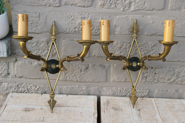 PAIR French empire Bronze swan arms wall lights sconces