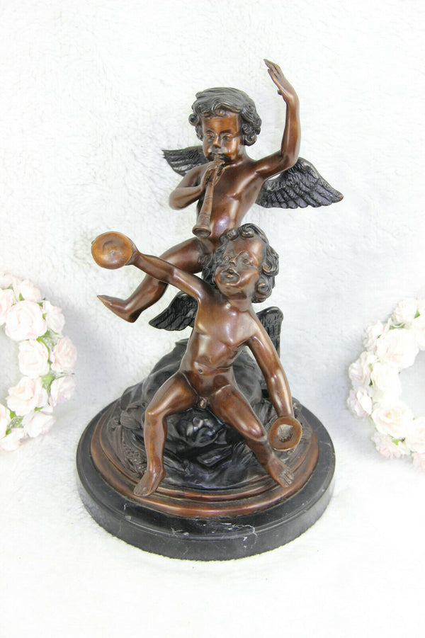 Art deco bronze Putti cherubs music statue group signed J daste 1920s