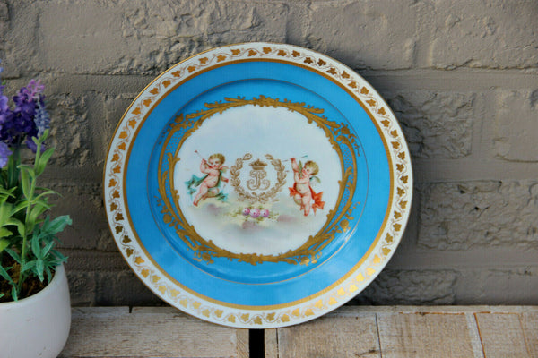 Antique SEVRES chateau tuileries marked Putti angel monogram  porcelain plate