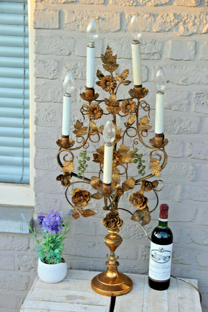 Rare XXL Antique church Altar candelabra Lamp murano glass grapes