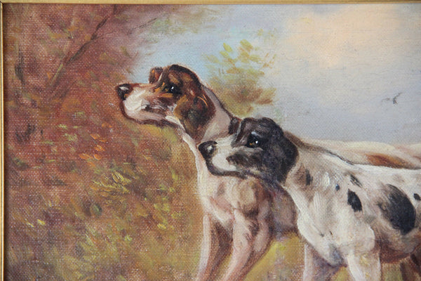 Belgian listed artist SCHOUTEN paul hunting dogs oil canvas painting