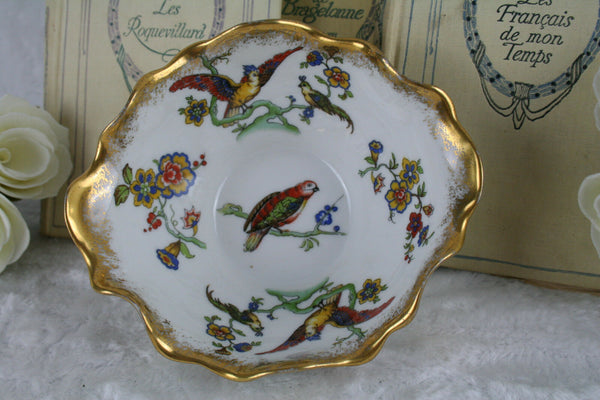 Antique FRENCH LIMOGES signed Birds bowl porcelain