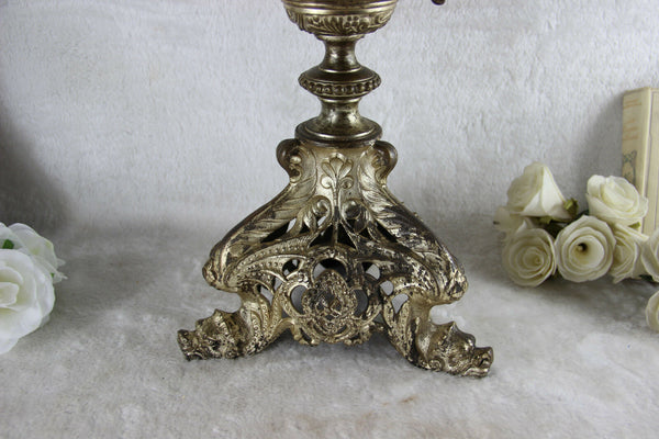 XXL antique French Altar religious candelabra candle holder dragon gothic church