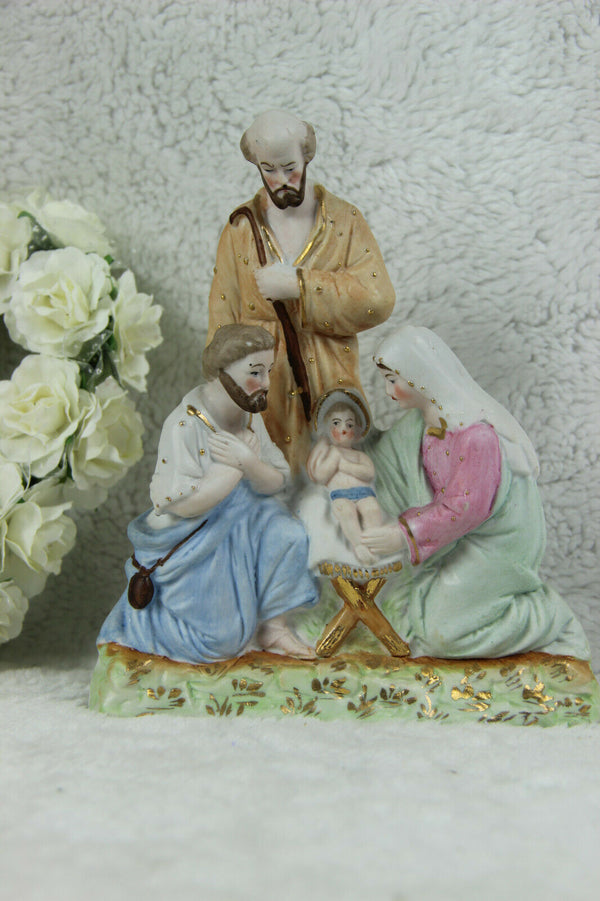 Antique German porcelain nativity holy family Jesus religious statue group