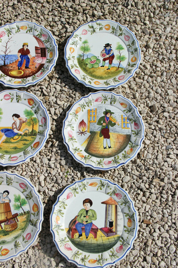 Set 12 plates months of the year Italian ceramic faience 1960 marked