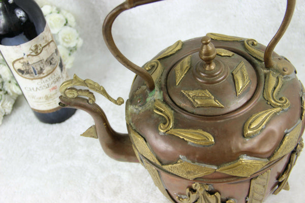 Antique rare Copper Coffee pot chicken animal form