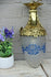 French Vintage LAntern chandelier crystal glass blue shade medusa head portrait