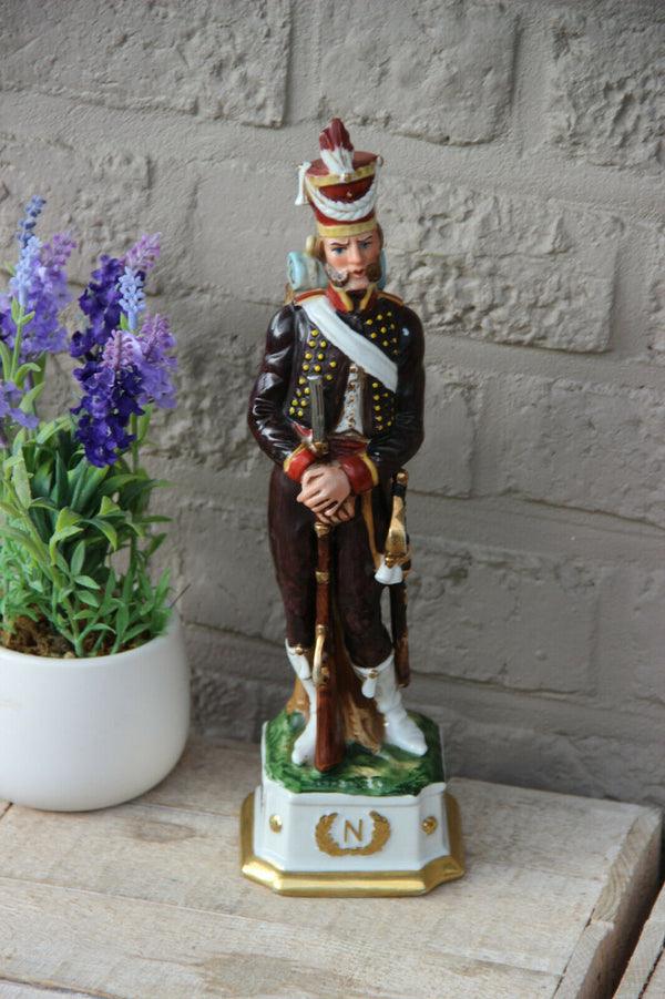 Large Napoleonic capodimonte porcelain Soldier officer figurine statue