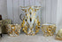 SET Vieux brussels porcelain Gold gilt Vases birds floral