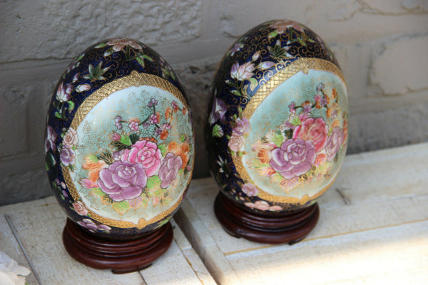 Vintage pair cloisonne chinese eggs