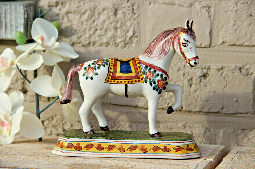 Vintage Dutch MAKKUM tichelaar pottery polychrome horse statue equestrian