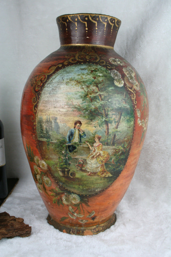 Rare Exclusive Terra cotta Hand painted victorian French Vase 1850