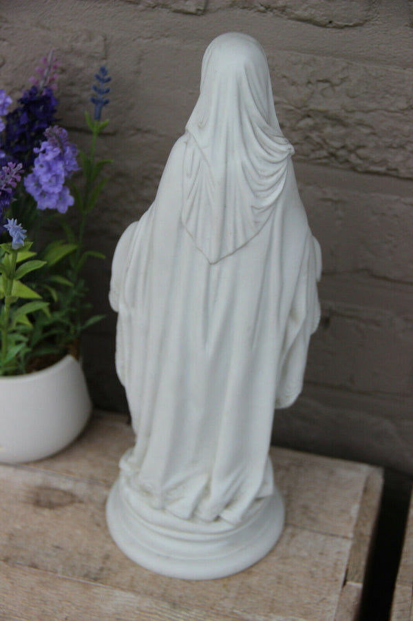 Antique  French Religious porcelain bisque madonna figurine statue snake