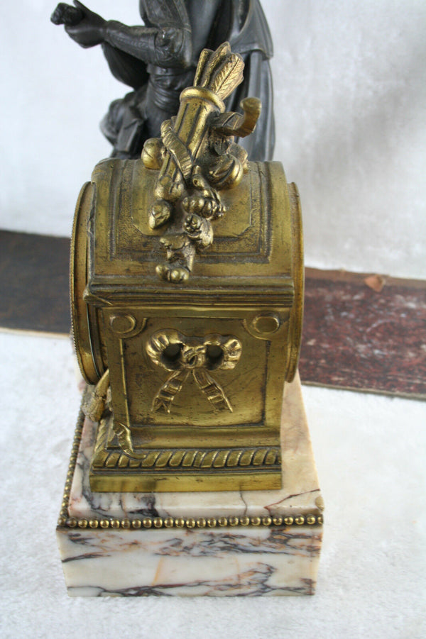 Wonderfull XL French clock spelter mucisian marble louis XVI