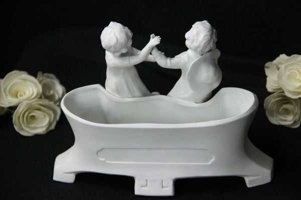 German Scheibe alsbach Bisque porcelain marked Putti planter jardiniere statue