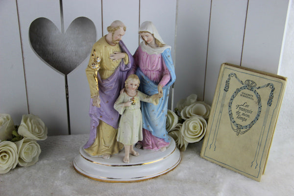 Antique vieux andenne bisque porcelain saint family holy group mary Joseph jesus