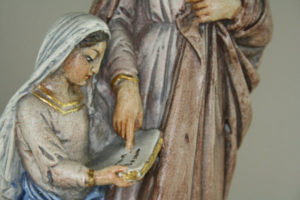 Antique French stoneware Saint Anna Mary child religious figurine church