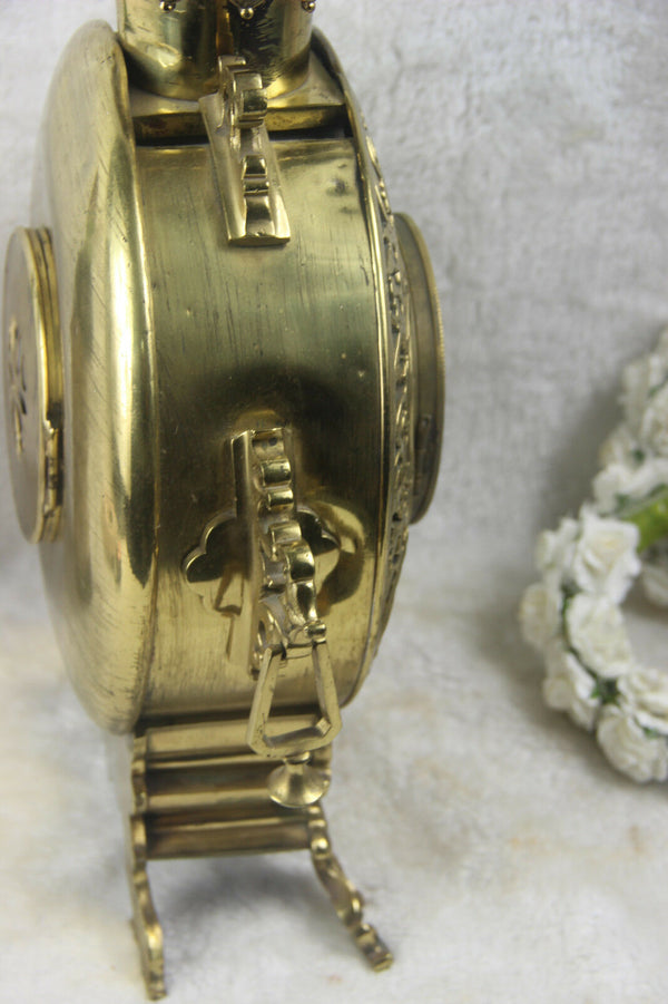 Antique french copper mantel clock gothic dragon chimaera crawling top